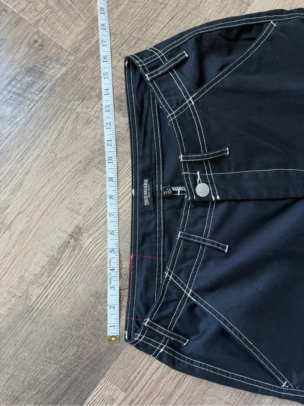 True Religion Cargo Pants Mens 32 Jet Black Horseshoe Contrast Stitch NWT